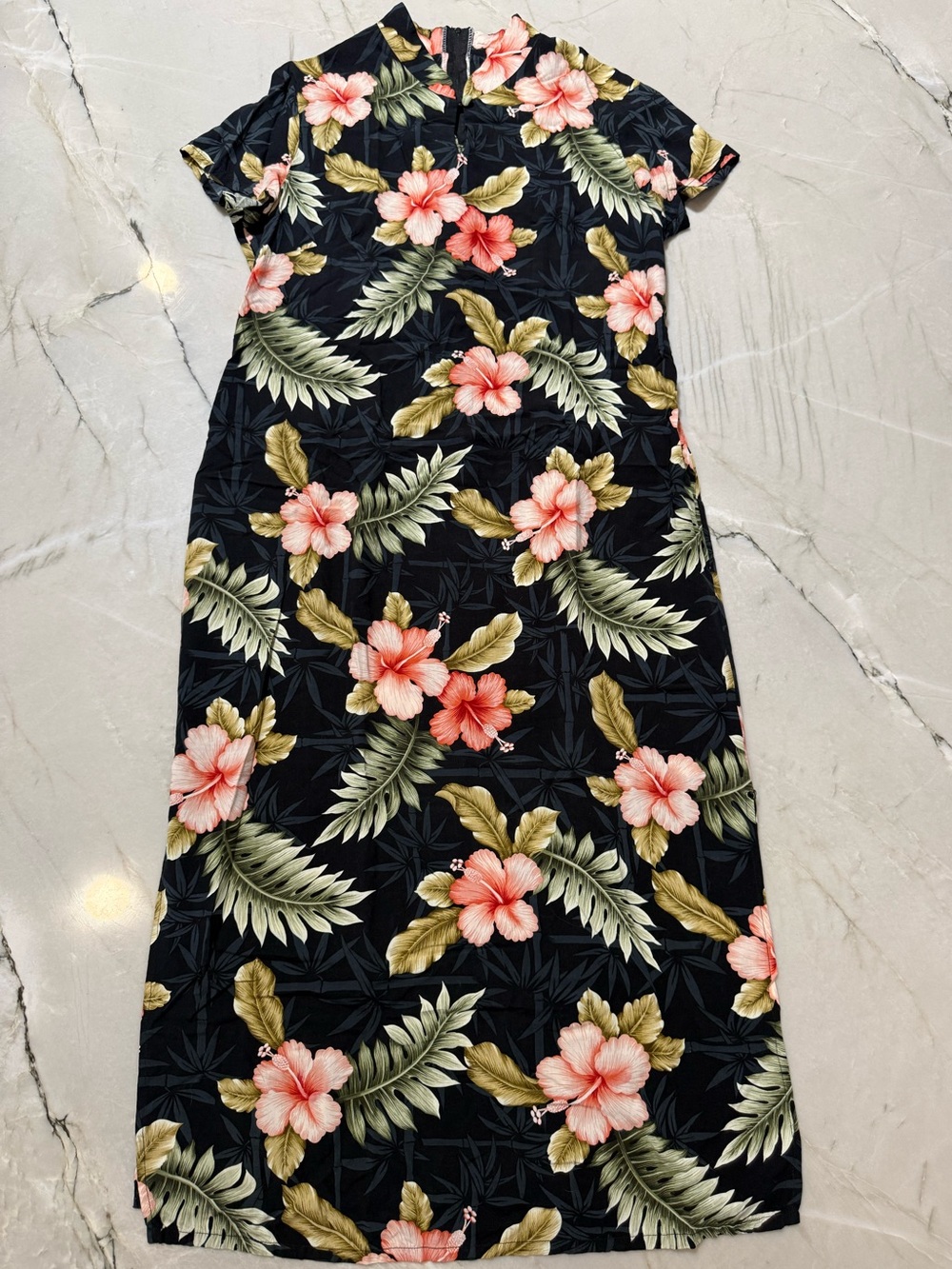 Hilo Hattie Hawaiian Original Dress Women’s Sz L Mandarin Collar Vintage Floral